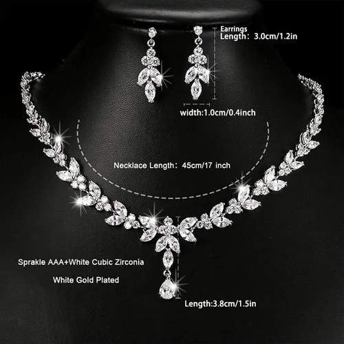 Miniatura 2 de Wedding Jewelry Set for Bride Bridal Jewelry Set for Wedding Cubic Zirconia Necklace Earrings Bracelet Sets for Bride Silver Jewelry Set for Women