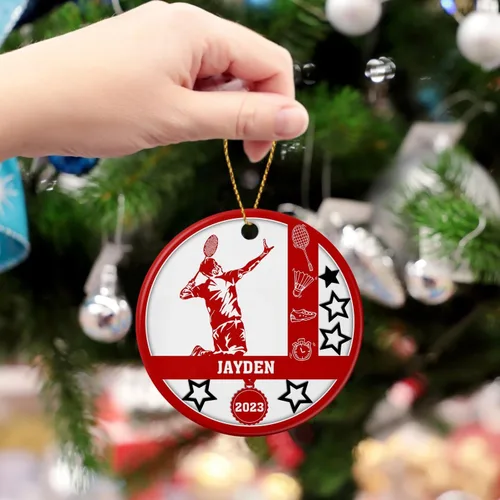 Miniatura 5 de Adorno de cerámica para jugador de bádminton, regalo para hombres y mujeres, adorno de cerámica personalizado para Navidad 2025, adorno para amantes