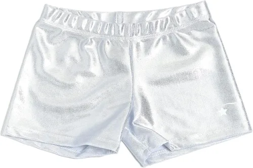 Destira Mystique Gymnastic - Pantalón corto deportivo deportivo para niña, color plateado, ideal para gimnasia, prácticas, baile, animación,