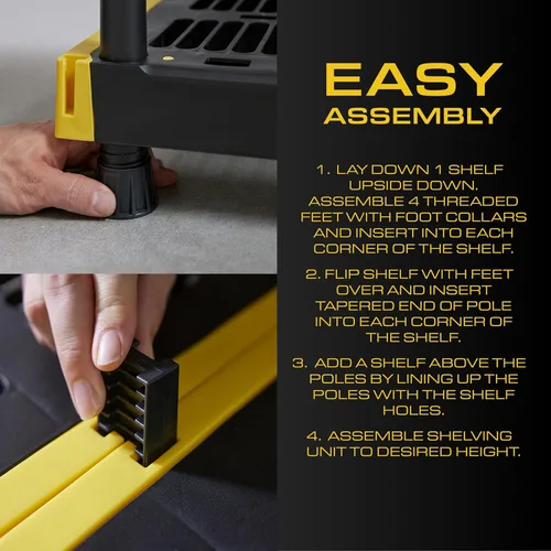 Miniatura 6 de Estantería de almacenamiento original de 4 niveles p/interiores y exteriores, unidad de almacenamiento resistente, color negro y amarillo