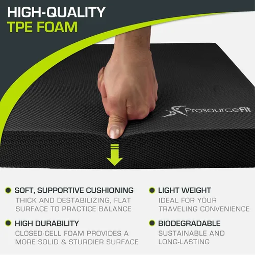 Miniatura 3 de ProsourceFit Almohadilla de equilibrio de ejercicio, alfombrilla de espuma acolchada antideslizante y rodillera para entrenamiento de fitness y Negro