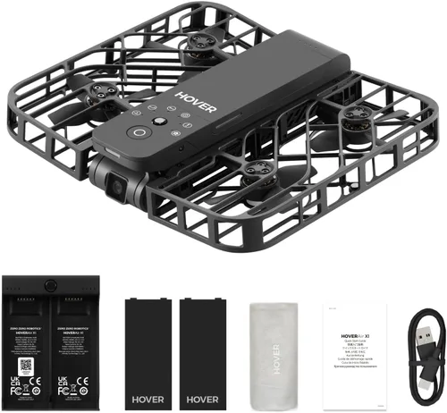 HOVERAir X1 dron con cámara, dron de cámara que vuela solo con modo sígueme, dron mini plegable con captura de video HDR, despegue desde la palma,