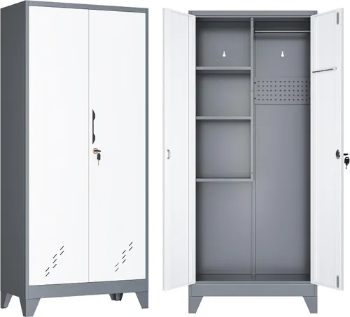 Miniatura 7 de VASAAOSD Armario de Almacenamiento para Escobas de 61", Gabinete de Almacenamiento de Metal con Puertas, Gabinetes Utilitarios para Escobas