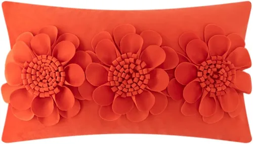 Miniatura 26 de JWH Funda de almohada decorativa con diseño de flores 3D, funda de almohada decorativa de girasol, cojín de terciopelo, funda de almohada floral