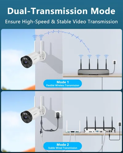 Miniatura 7 de Sistema de cámara de seguridad inalámbrica 4K para exteriores, largo alcance +76% WiFi, cámaras de antenas duales y NVR de 4 antenas, detección