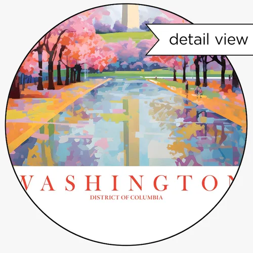 Miniatura 2 de ColorAndFlair Washington DC Travel Print Souvenir - Póster retro de DC para pared, diseño de monumento a Washington, pintura de paisaje