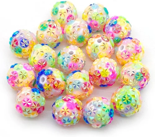 Miniatura 35 de Cuentas de diamantes de imitación de colores redondas espaciadoras para joyería, pulsera, collar, bolígrafo, bolsa, cadena, suministros de 0.630 in