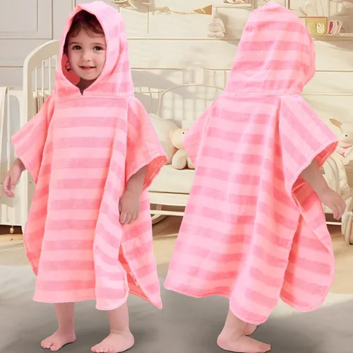 Miniatura 10 de VOOVA & MOVAS Toallas de baño con capucha para niños pequeños (2-6 años), toalla de poncho con capucha de algodón suave y absorbente para niños