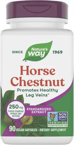Nature's Way Extracto de castaño de indias, extracto premium, promueve venas saludables en las piernas*, 250 mg por porción, vegano, 90 cápsulas (el