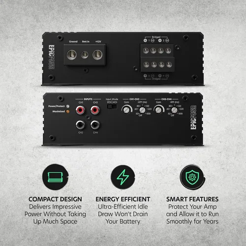 Miniatura 3 de AudioControl EPICFOUR Serie Épic 800 vatios RMS compacto Amplificador de audio para coche de 4 canales 200x4 @ 2 ohmios, Clase D, filtro de paso