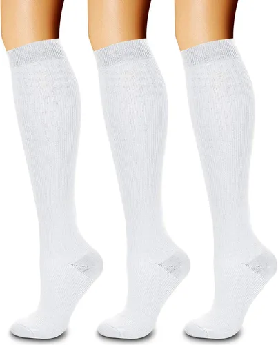 CHARMKING - Calcetines de compresión para mujeres y hombres (3 pares), 15-20 mm Hg, el mejor apoyo para atletismo, running o ciclismo, mejora la