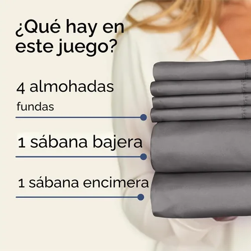Miniatura 2 de Juego de sábanas de 6 piezas tamaño King - Cómodas, transpirables y refrescantes - Juego de ropa de cama de lujo para hotel ultrasuave con bolsillos
