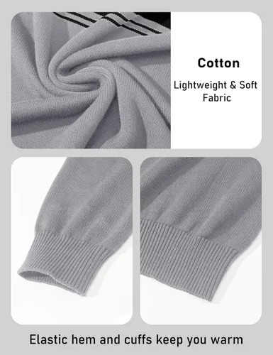 Miniatura 48 de MAGCOMSEN Suéteres de algodón con cremallera de 1/4 para hombre, suéter tipo polo, a rayas, para otoño e invierno, sudaderas cálidas
