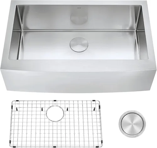 ZUHNE Fregadero de cocina de acero inoxidable (delantal frontal de 36 pulgadas, cuenco individual calibre 16)