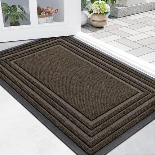 Buganda Tapete para Puerta Delantera Entrada Interior y Exterior, Tapetes de Goma Natural Antideslizantes, Fácil de Limpiar, Perfil Bajo, Atrapa