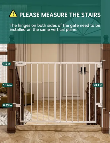 Miniatura 5 de Babelio Puerta para Bebé/Mascota de 29.7-46.5 pulgadas sin barra inferior para escaleras, casa y entradas, puertas de seguridad para mascotas