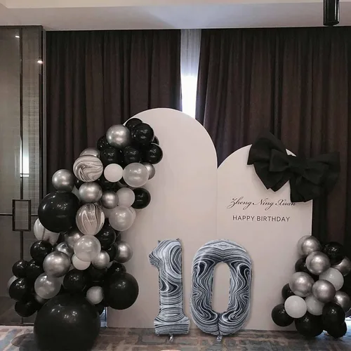 Miniatura 8 de Globos gigantes de papel de aluminio de mármol negro de 40 pulgadas, globos gigantes de helio del número 13 o 31 para decoraciones de cumpleaños