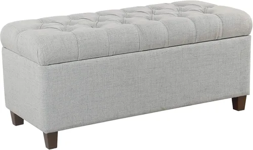 Miniatura 34 de HomePop Decoración del hogar Banco de almacenamiento con botones Banco otomano con almacenamiento para sala de estar y dormitorio, cuero Piel
