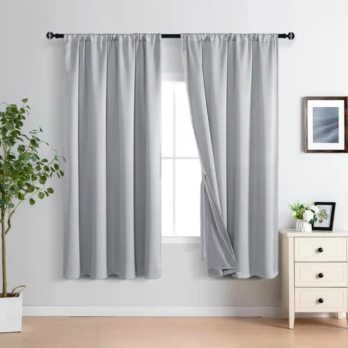 Miniatura 49 de XWZO Cortinas Opacas 100% Blancas - Cortinas de Bloqueo Total de Calor y Luz con Forro Negro para Dormitorio/Cuarto de Lavado, Paneles de Ventana