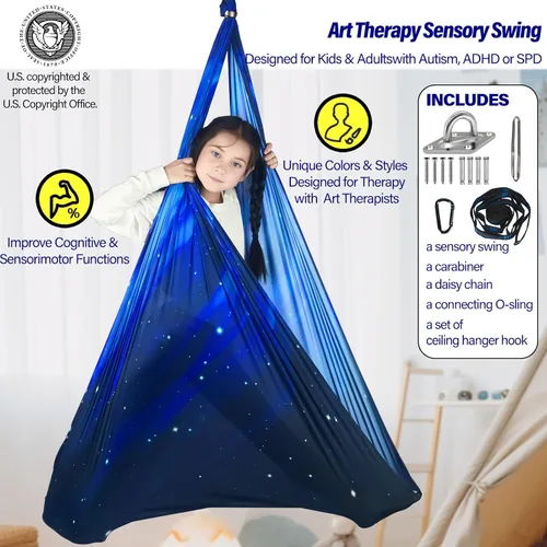 Miniatura 2 de Columpio Sensorial para Niños Soporta hasta 300 libras Interior y Exterior Columpio de Terapia Abrazador con Kit Colgador de Ganchos para Hamaca
