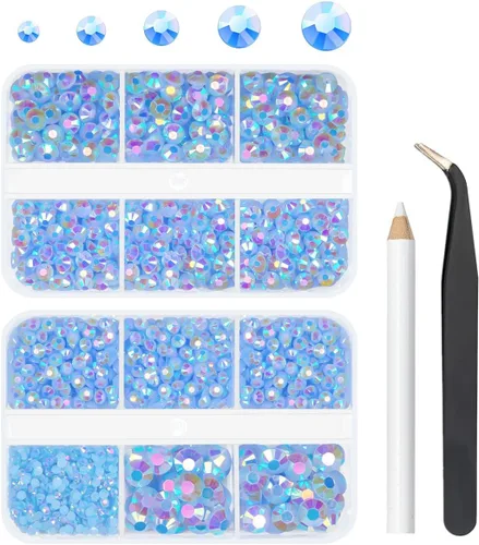 Miniatura 12 de qiipii Diamantes de imitación de resina AB verde aguamarina con pegamento B7000 para manualidades deslumbrantes de 2mm-6mm piedras gelatinosas