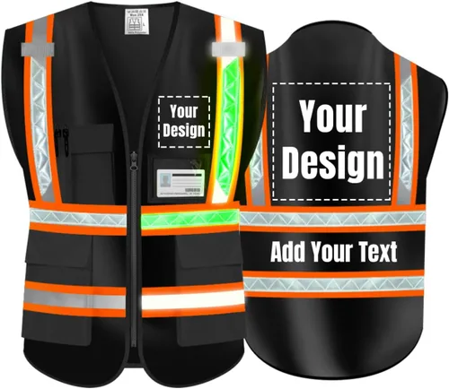 Miniatura 20 de Chaleco de Seguridad Reflectante de Alta Visibilidad Personalizable con Logo y 5 Bolsillos Hi Vis Chaleco Ropa de Trabajo Protectora para Exteriores