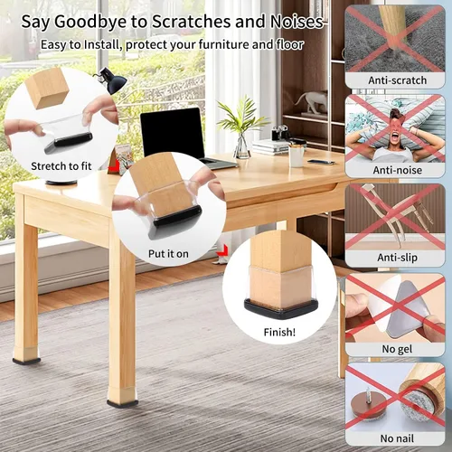 Miniatura 4 de Ezprotekt Deslizadores de patas de silla para alfombra, 8 piezas cuadradas para alfombras, almohadillas de muebles de moqueta, tapas protectoras