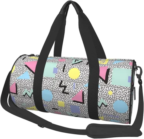 Bolsa de deporte para gimnasio, bolsa de viaje para hombres y mujeres con correa ajustable, Estilo de moda vintage de los años 80 y 90
