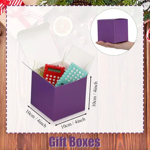 Miniatura 2 de Zhehao - Paquete de 48 cajas de regalo pequeñas de 10,2 x 10,2 x 10,2 cm, cajas de papel kraft cúbicas coloridas al por mayor, con tapas