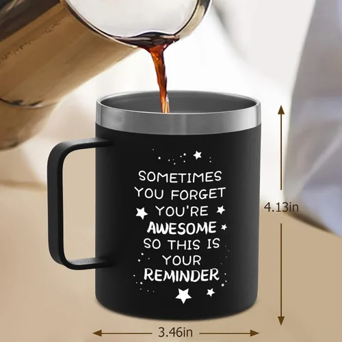 Miniatura 3 de COMOOO Regalos para Hombres y Mujeres, Sometimes You Forget You Are Awesome Coffee Tumbler with Handle, taza de café de acero inoxidable de 14