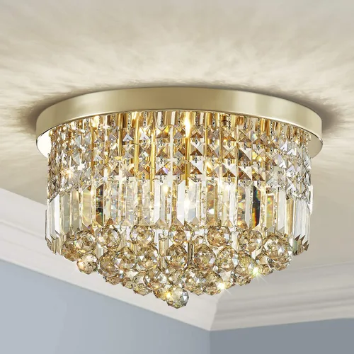 Miniatura 15 de Saint Mossi - Lámpara de araña de cristal K9 moderna de 9 luces, montaje empotrado, perfecto para comedor, baño, dormitorio, base de bombilla E12