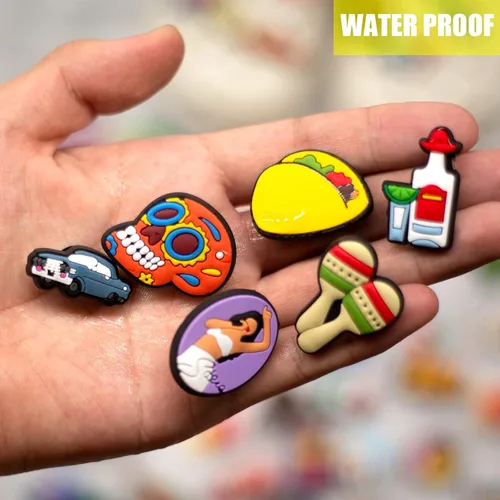 Miniatura 5 de 50,100,150 PCS Mexican Inspired Shoe Charms for Croc Clog Sandals, Deluxe Accessories Charms for Adults Women Men Party Favor
