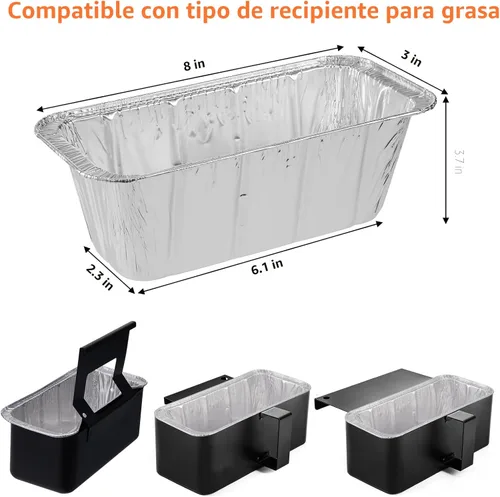 Miniatura 5 de Paquete de 50 accesorios para plancha Blackstone – Forros de taza de grasa compatibles con plancha Blackstone 5017, bandeja de goteo desechable