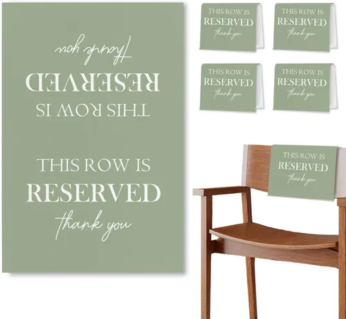 Miniatura 18 de Señales de Asiento Reservado para Sillas, Esta Fila Está Reservada Paños de Banco para Asientos de Iglesia, Decoraciones de Boda para Recepciones