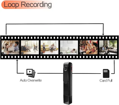 Miniatura 4 de 1080P HD Mini cámara de bolsillo grabadora de vídeo soporte Loop grabación de video, grabación de audio solamente, tarjeta de memoria de 32 GB