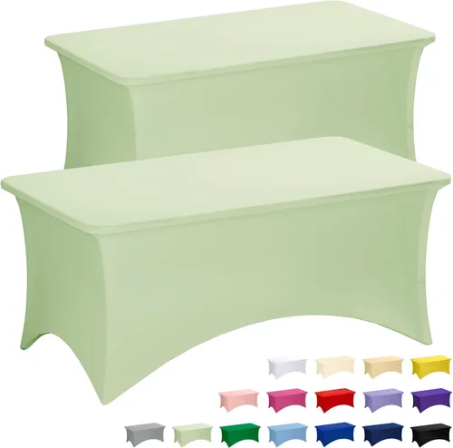 Miniatura 24 de Fixwal Paquete de 3 Manteles Negros para Mesas Rectangulares de 6 Pies, Manteles Rectangulares Elásticos de Spandex Ajustables de 6 Pies