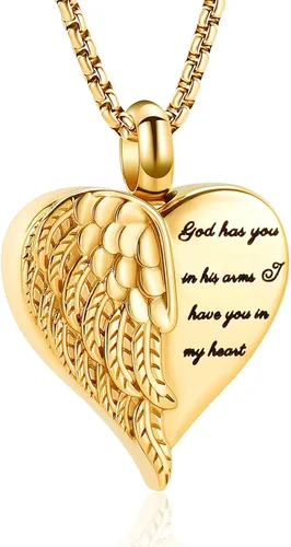 Oinsi God have you in his arms have you in my heart - Collar de cremación para cenizas para mujeres y hombres, ala de ángel conmemorativa urna