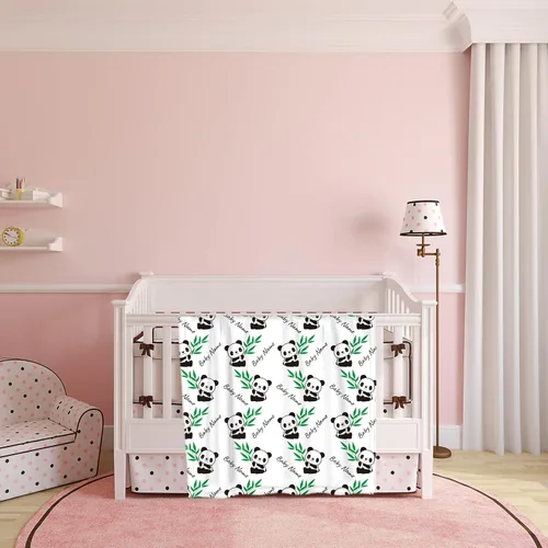 Miniatura 3 de Panda - Manta de bebé personalizada con nombre, ropa de cama con estampado de panda lindo y suave para bebés, niños y niñas, regalo de cumpleaños