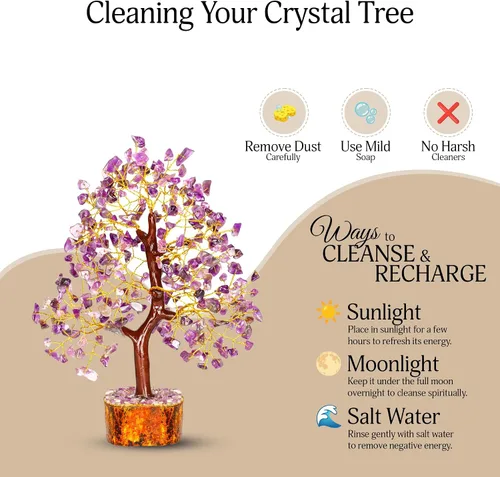 Miniatura 7 de YATSKIA Árbol de la vida de cristales de amatista, piedras y cristales, árbol bonsái, regalos de buena suerte para mujeres, accesorios de Alambre