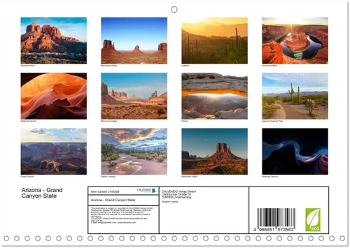 Miniatura 2 de Arizona - Calendario mensual de pared mensual del estado del Gran Cañón 2023 de 11.7 x 16.5 pulgadas (abierto), calendario mensual de Calvendo 2023