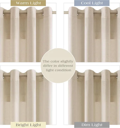 Miniatura 4 de Cortinas de lino beige de abedul de 84 pulgadas de largo para sala de estar, cortina semitransparente filtrante de luz de lujo, decoración moderna