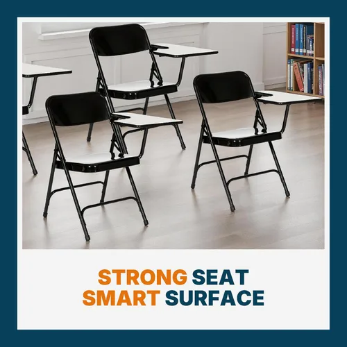 Miniatura 7 de OEF Furnishings OEF5200 Series Sillas plegables resistentes con brazo para tableta, marco de acero, superficie de escritura, soportes dobles