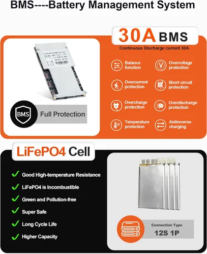 Miniatura 2 de Batería de litio de 48V/52V 25Ah LiFePO4 incorporada 50A BMS para motor 0-1200W