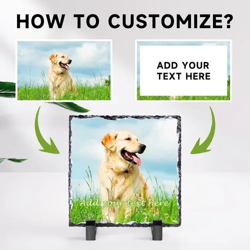 Miniatura 4 de Marco de fotos personalizado de pizarra de roca, placa de piedra personalizada para perros, regalos conmemorativos para la pérdida de perro, regalos