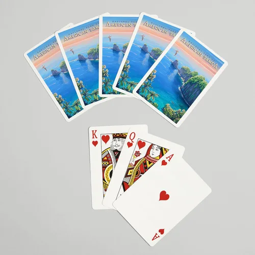 Miniatura 7 de Lantern Press Parque Nacional de Samoa Americana, pintura al óleo (52 cartas de juego, baraja de cartas de tamaño póquer con Jokers)