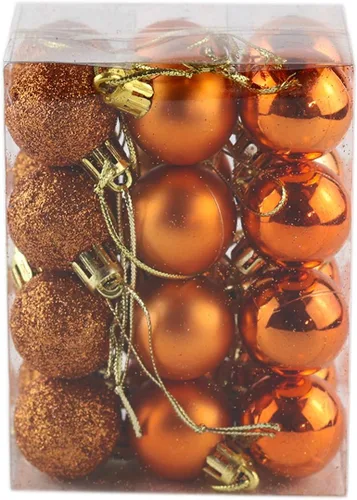 Miniatura 5 de Bestjybt - Paquete de 24 esferas navideñas pequeñas de 1.18 pulgadas, irrompibles para decorar arbolitos y fiestas navideñas, incluyen ganchos