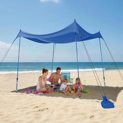 Miniatura 14 de CROWN SHADES Tienda de campaña de playa de 7 x 7, toldo de playa fácil de desplegar, UPF50+, 2 postes ajustables, turquesa
