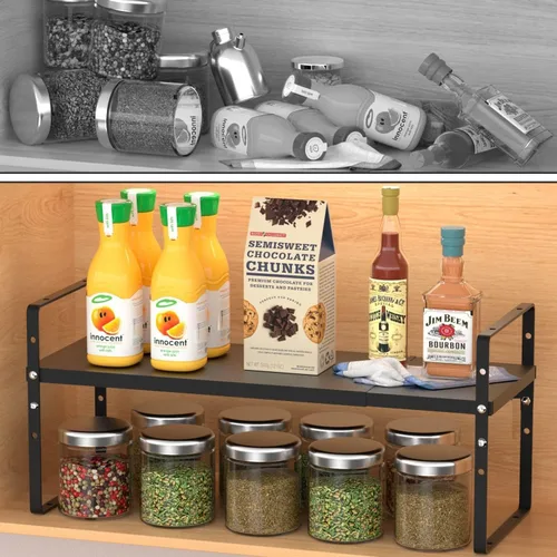 Miniatura 4 de Jojocross Estante organizador de especias apilable expandible en gabinetes, estantes de cocina, armario, organización, estantes apilables, despensa