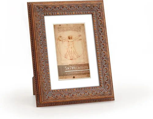 Miniatura 3 de Paquete de 2 marcos de fotos clásicos adornados de bronce antiguo de 5 x 7 pulgadas, con paspartú de 3.5 x 5.5 pulgadas, pantalla de mesa o pared