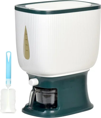 Miniatura 9 de Dispensador de arroz para encimeras, sella 20 libras de alimentos en tu dispensador pequeño, fuerte y ligero de arroz y cereales, cepillo y taza Gris